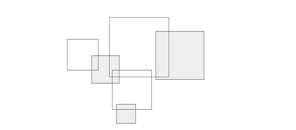 A collection of squares and the choice made by the algorithm (grey).